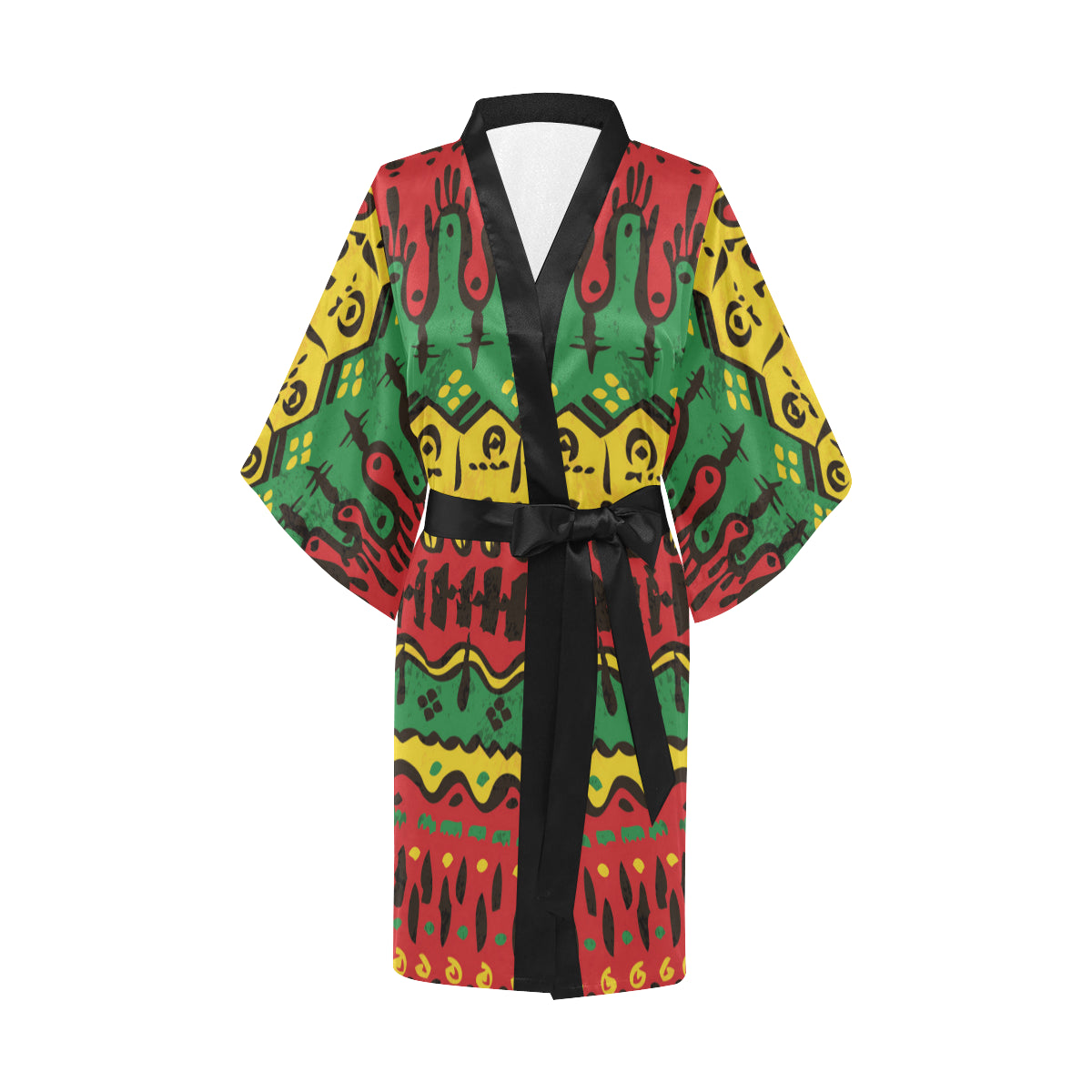 Rasta Pattern Print Design A01 Women's Short Kimono