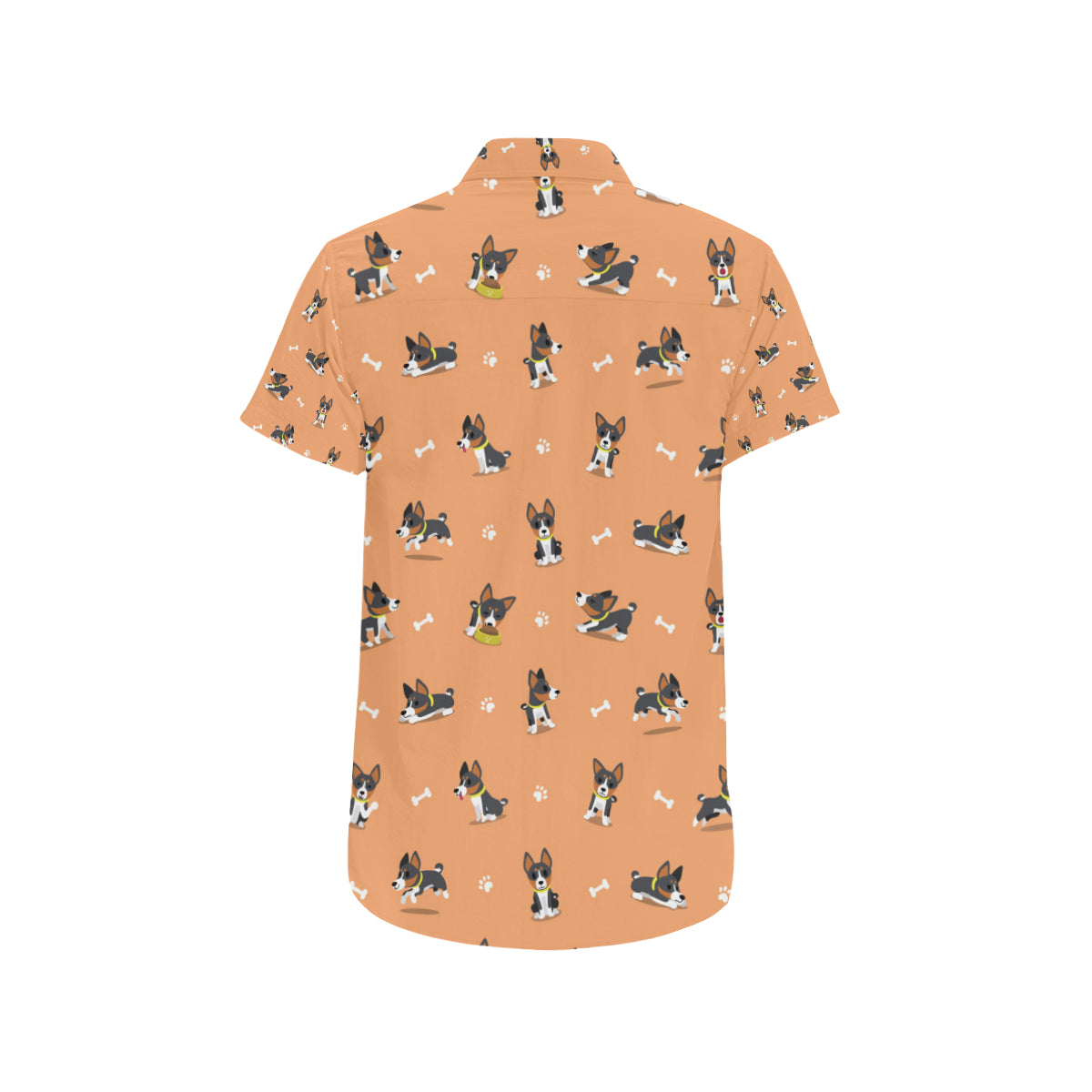 Basenji Pattern Print Design 01 Men's Short Sleeve Button Up Shirt