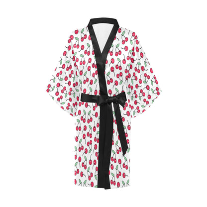 Cherry Pattern Print Design 03 Women's Short Kimono