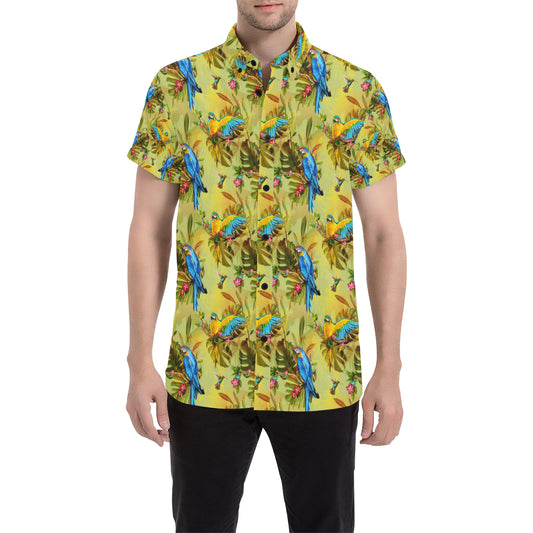 Parrot Pattern Print Design A02 Men's Short Sleeve Button Up Shirt