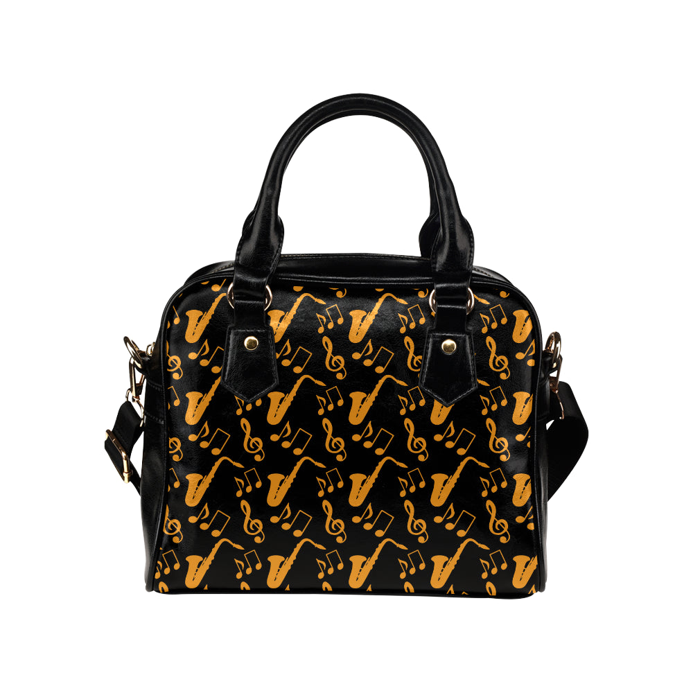 Saxophone Pattern Print Design 02 Shoulder Handbag