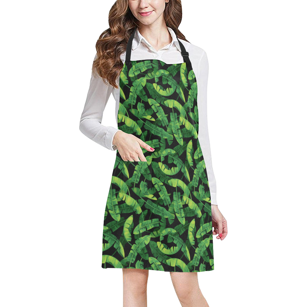 Banana Leaf Pattern Print Design 02 Apron with Pocket