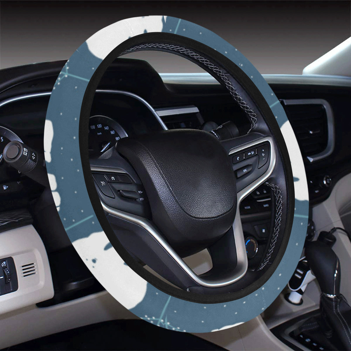 Polar Bear Pattern Print Design A01 Steering Wheel Cover with Elastic Edge