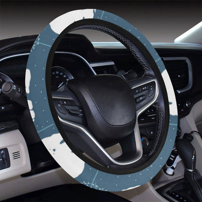 Polar Bear Pattern Print Design A01 Steering Wheel Cover with Elastic Edge