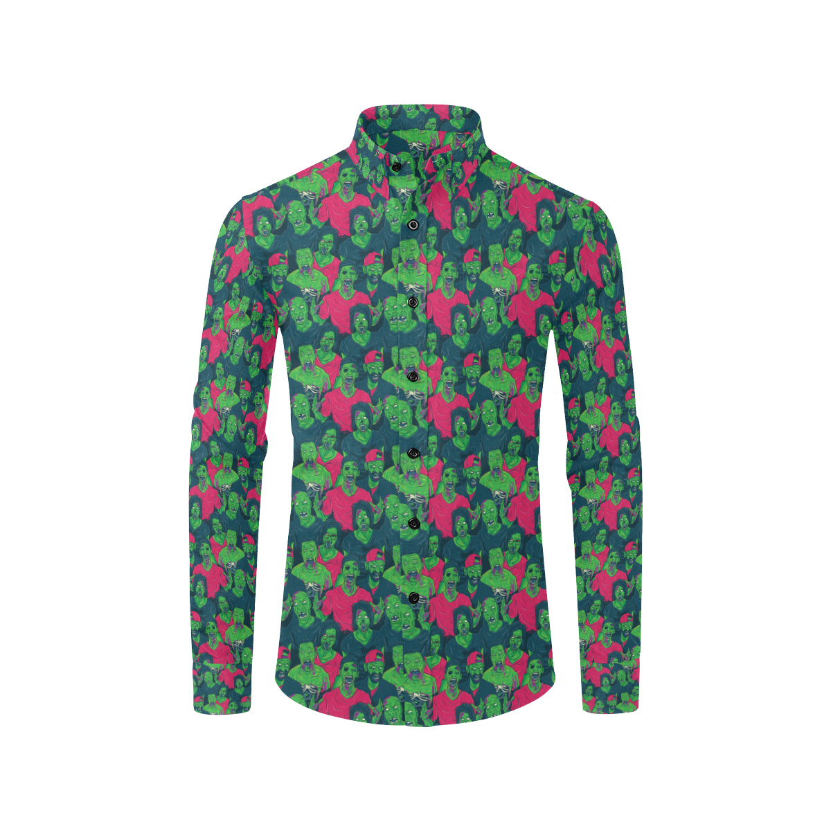 Zombie Themed Design Pattern Print Men's Long Sleeve Shirt