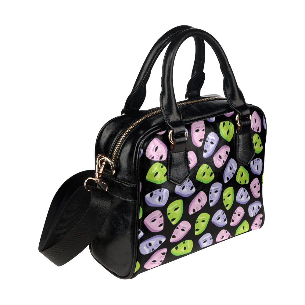 Acting Mask Pattern Print Design 04 Shoulder Handbag