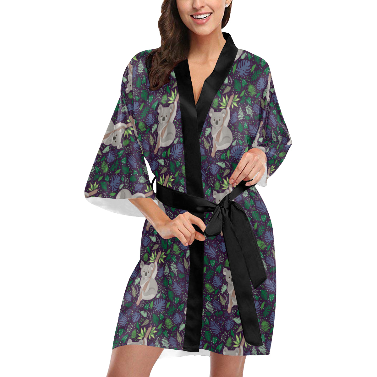 Koala Pattern Print Design 06 Women's Short Kimono