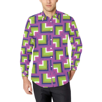 Optical illusion Pattern Print Design A05 Men's Long Sleeve Shirt
