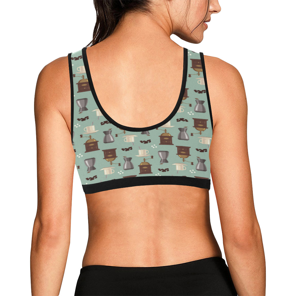 Coffee Pattern Print Design 04 Sports Bra