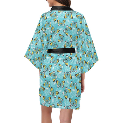 Butterfly Pattern Print Design 010 Women's Short Kimono