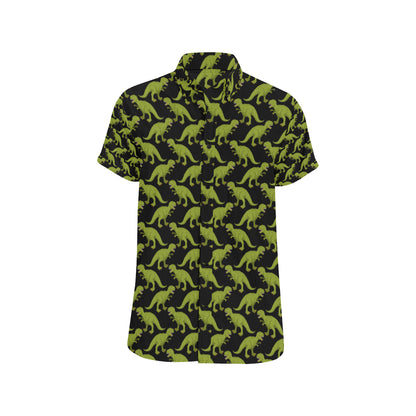 T Rex Pattern Print Design A02 Men's Short Sleeve Button Up Shirt