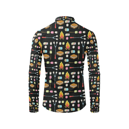 Camping Campfire Marshmallows Men's Long Sleeve Shirt