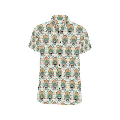 Boho Pattern Print Design 04 Men's Short Sleeve Button Up Shirt