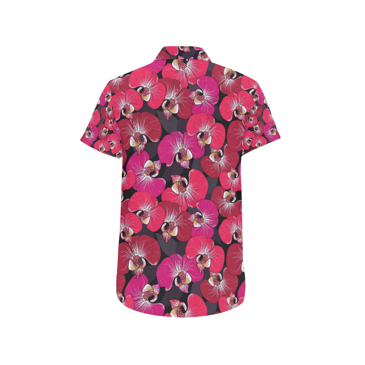 Orchid Red Pattern Print Design OR05 Men's Short Sleeve Button Up Shirt
