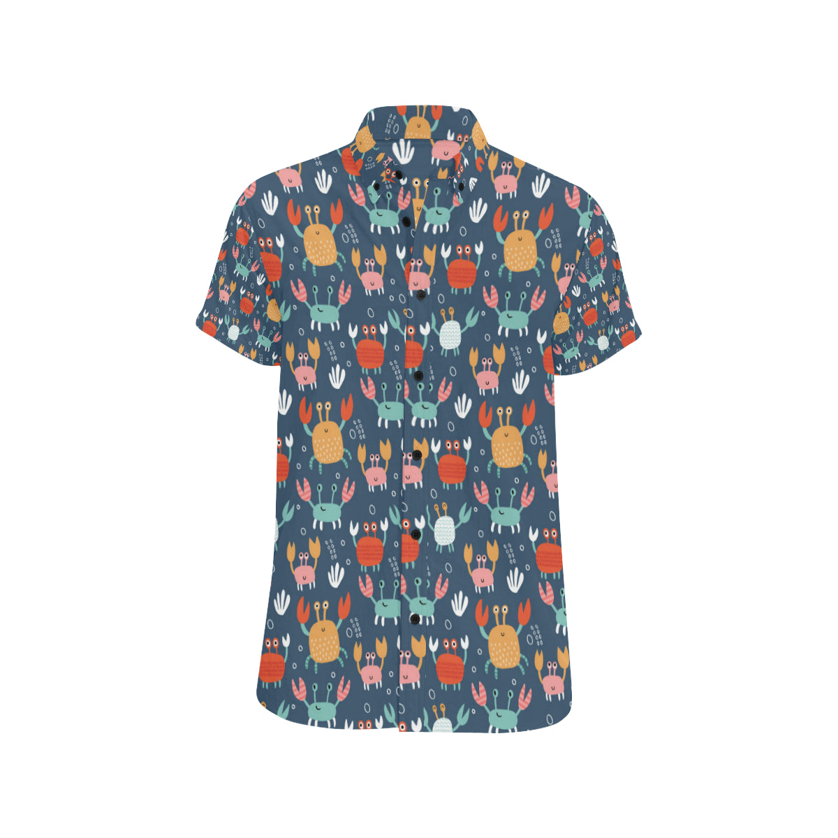 Crab Pattern Print Design 05 Men's Short Sleeve Button Up Shirt