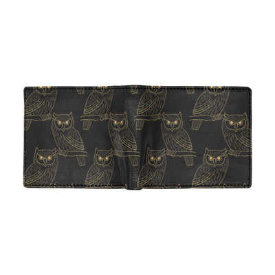 Gold Owl Pattern Men's ID Card Wallet