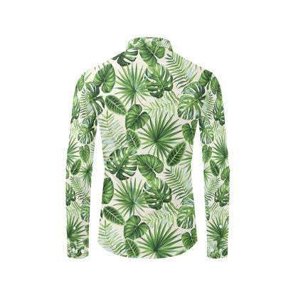 Palm Leaf Pattern Print Design A01 Men's Long Sleeve Shirt