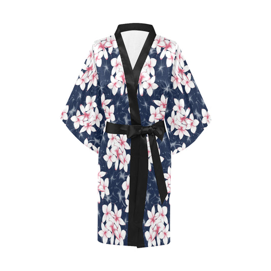 Plumeria Pattern Print Design PM017 Women Kimono Robe