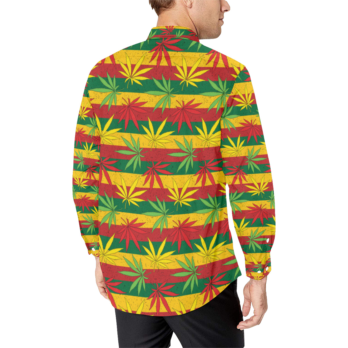 Rasta Pattern Print Design A03 Men's Long Sleeve Shirt