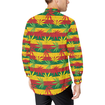 Rasta Pattern Print Design A03 Men's Long Sleeve Shirt