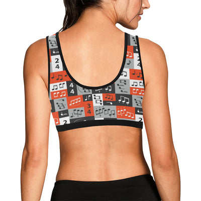 Music Note Design Themed Print Sports Bra