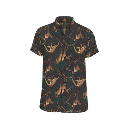 Monkey Pattern Print Design 02 Men's Short Sleeve Button Up Shirt