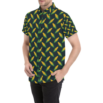 Corn Pattern Print Design 02 Men's Short Sleeve Button Up Shirt