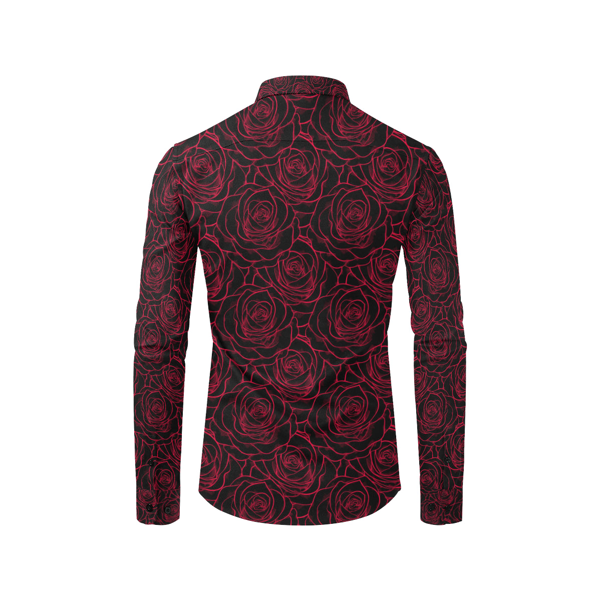 Red Rose Design Print Men's Long Sleeve Shirt