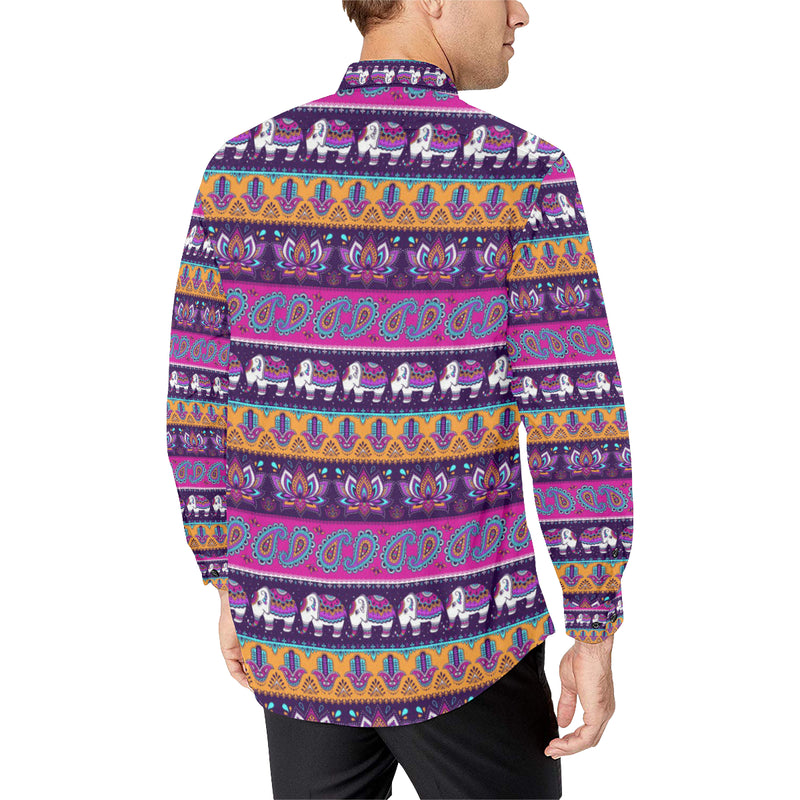 Boho Indian Style Pattern Men's Long Sleeve Shirt