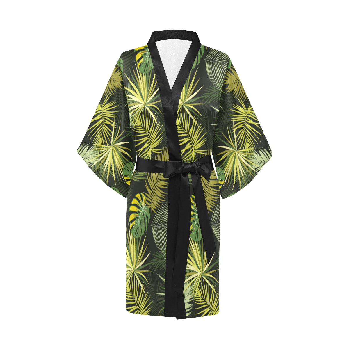 Palm Leaf Pattern Print Design A05 Women's Short Kimono