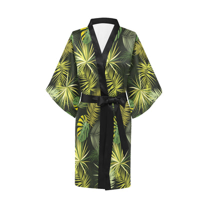 Palm Leaf Pattern Print Design A05 Women's Short Kimono