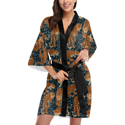 Jaguar Pattern Print Design 04 Women's Short Kimono