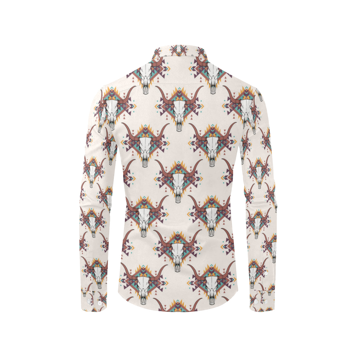 Buffalo Head Pattern Print Design 02 Men's Long Sleeve Shirt
