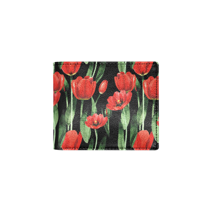 Tulip Red Pattern Print Design TP03 Men's ID Card Wallet