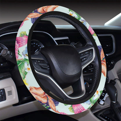 Hummingbird Tropical Pattern Print Design 05 Steering Wheel Cover with Elastic Edge