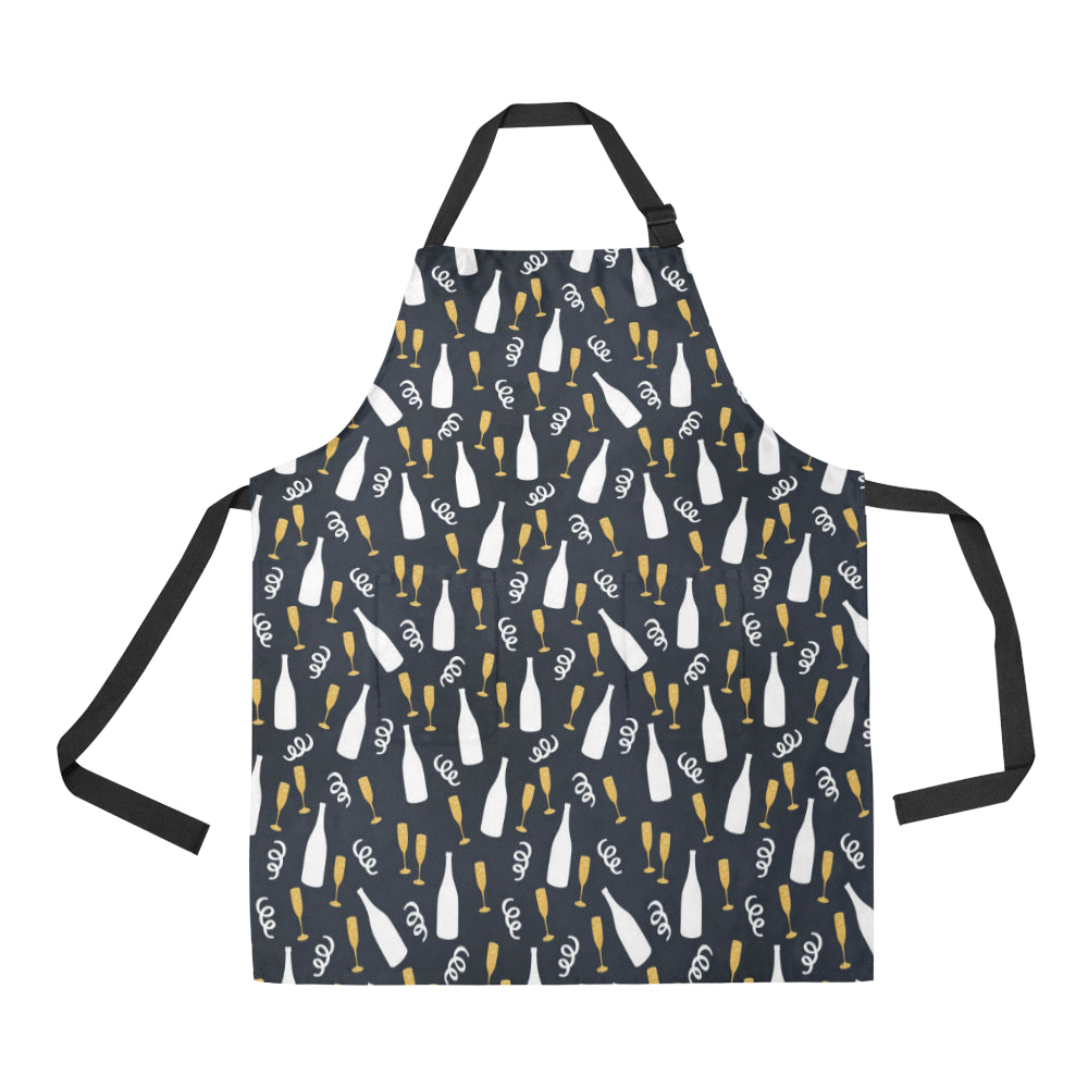Champagne Pattern Print Design 01 Apron with Pocket