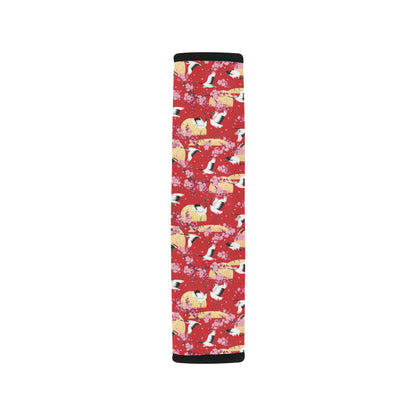 Crane Pattern Print Design 04 Car Seat Belt Cover