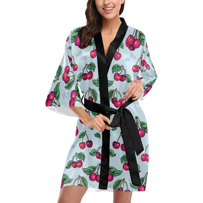 Cherry Pattern Print Design CH01 Women Kimono Robe