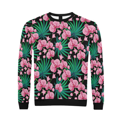 Orchid Pink Pattern Print Design OR06 Men Long Sleeve Sweatshirt
