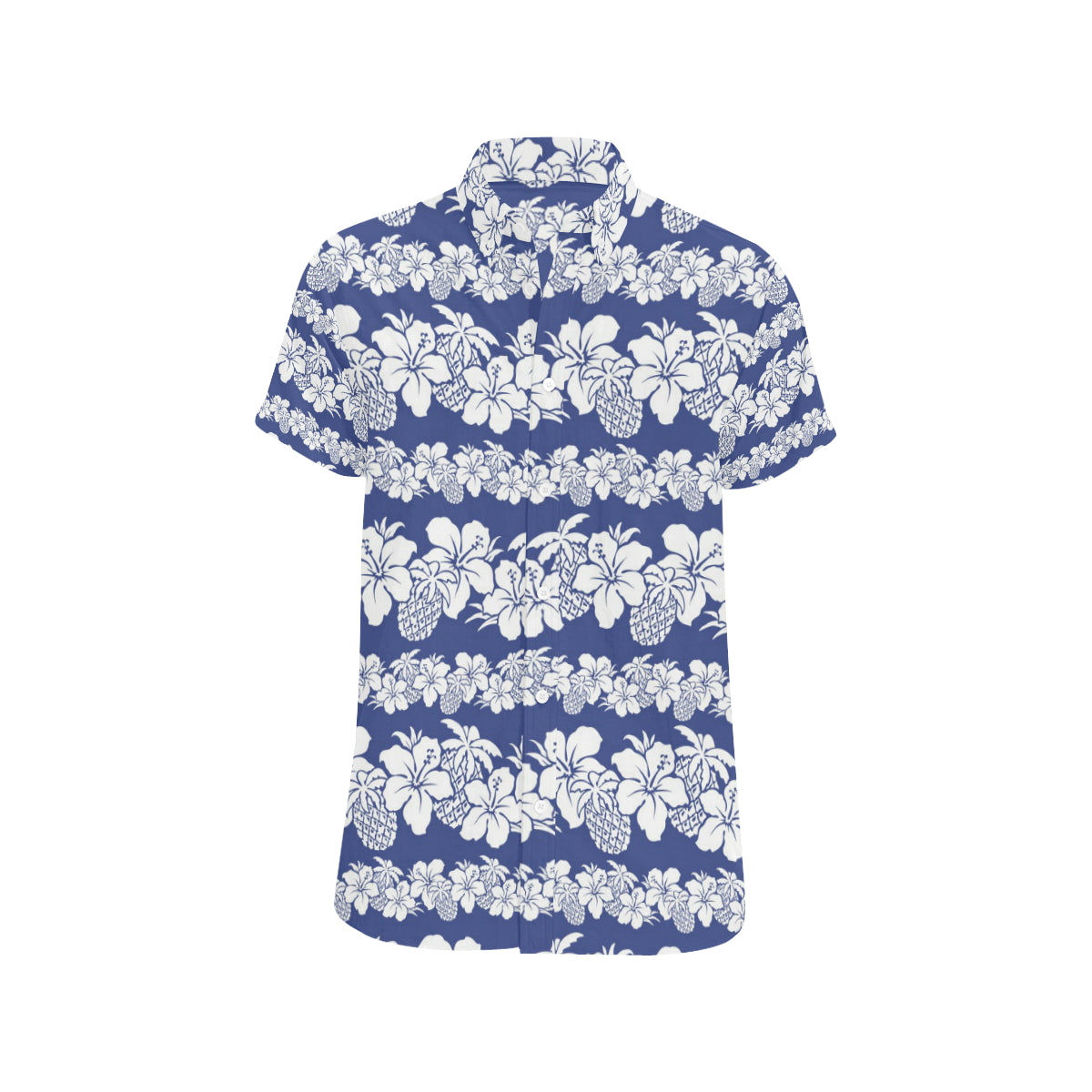 Hawaiian Themed Pattern Print Design H07 Men's Short Sleeve Button Up Shirt