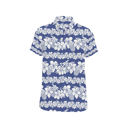 Hawaiian Themed Pattern Print Design H07 Men's Short Sleeve Button Up Shirt