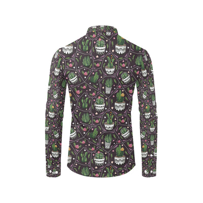 Cactus Pattern Print Design 03 Men's Long Sleeve Shirt