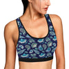 Beach Seashell Blue Print Sports Bra