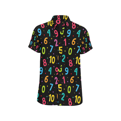 Number Pattern Print Design A04 Men's Short Sleeve Button Up Shirt