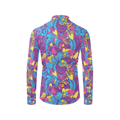 Psychedelic Mushroom Pattern Print Design A03 Men's Long Sleeve Shirt