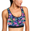 Neon Hibiscus Pattern Print Design HB016 Sports Bra