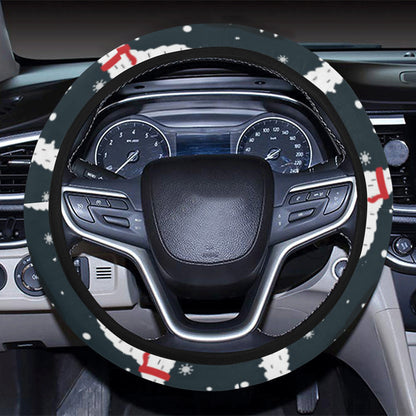 Alpaca Pattern Print Design 04 Steering Wheel Cover with Elastic Edge