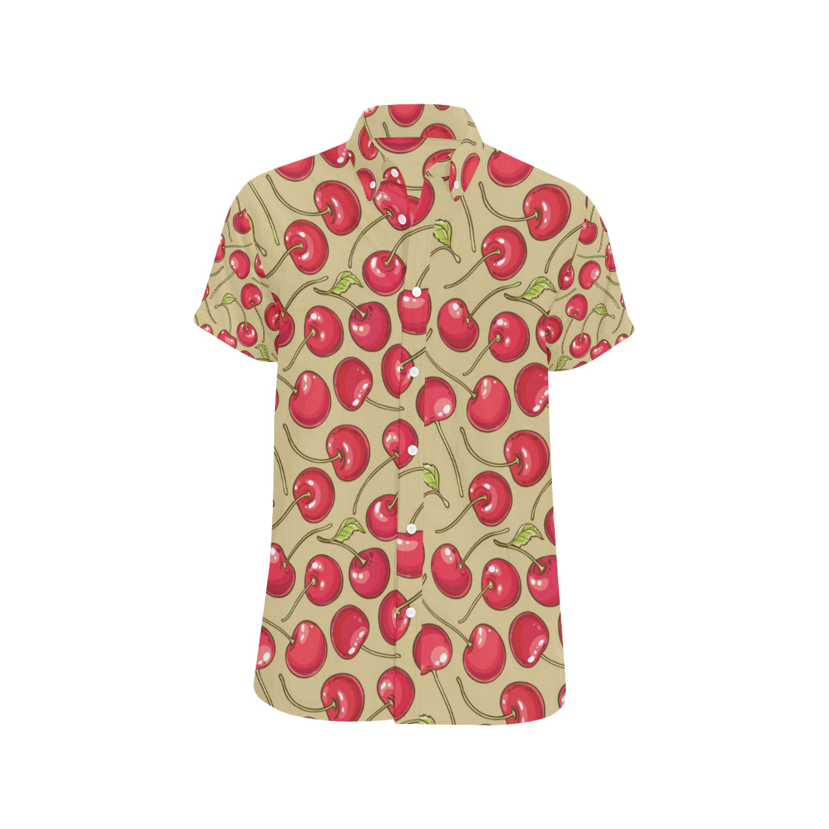 Cherry Pattern Print Design CH05 Men's Short Sleeve Button Up Shirt