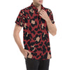 Cheetah Red Print Pattern Men's Short Sleeve Button Up Shirt