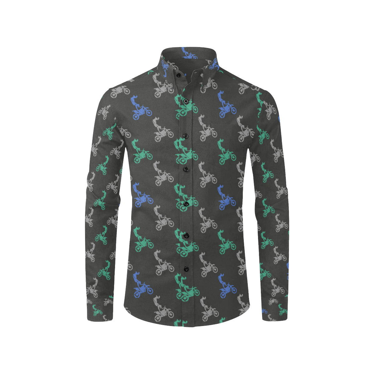 Motocross Pattern Print Design 02 Men's Long Sleeve Shirt